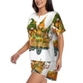 thumbnail image 2 of Picia Thanksgiving Truck Pajamas Sets for Women Soft Short-Sleeved Pjs with Lounge Shorts Two Piece Sleepwear-Large, 2 of 9