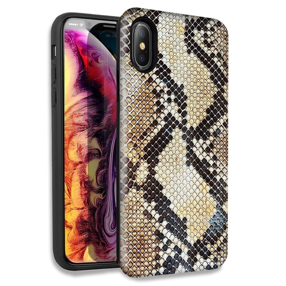 Mundaze Snake Skin Cat Double Layer Hybrid Case Cover For Apple iPhone X XS