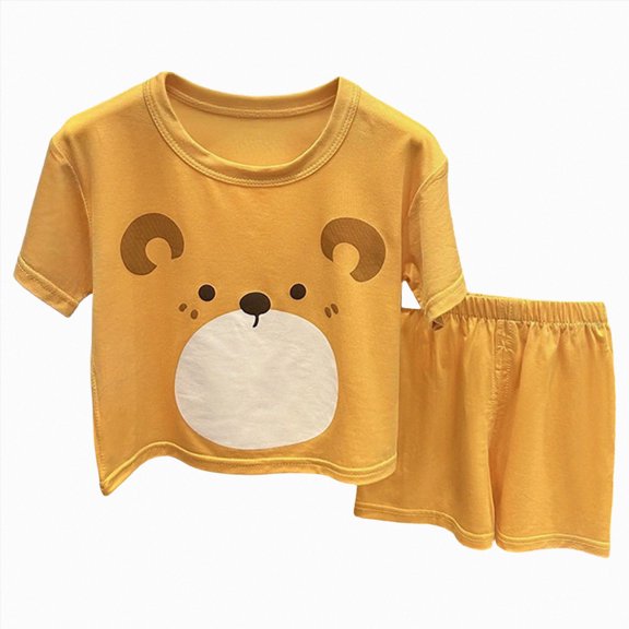 KPOPLK Summer Toddler Girl Clothes Girl Clothes 3 6 12 18 24 Months 2T 3T Toddler Baby Girl Summer Clothes Short Sleeves T-Shirt Tops Shorts Cute Outfits Set(6-12 Months,Yellow)