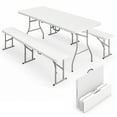 thumbnail image 1 of Outsunny Table de Pique-Nique Pliant 3 Pcs de 6 Pi avec 2 Bancs, Blanc, 1 of 10