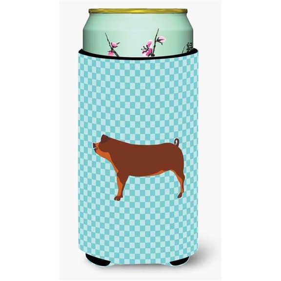 Duroc Pig Blue Check Tall Boy Beverage Insulator Hugger