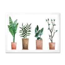 Designart 'Duo of Potted Flowers House Plants In Claypots' Farmhouse Framed Art Print