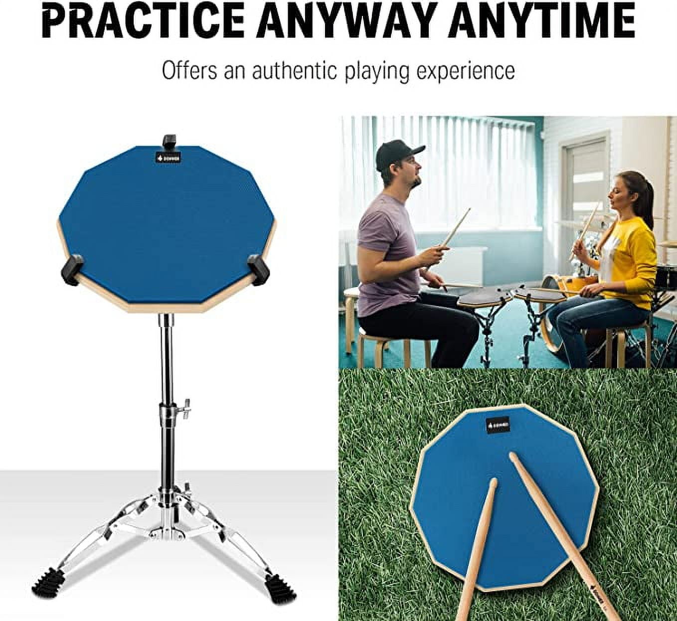 Donner Drum Practice Pad 12 Inch Double Sided Silent Drum Pad