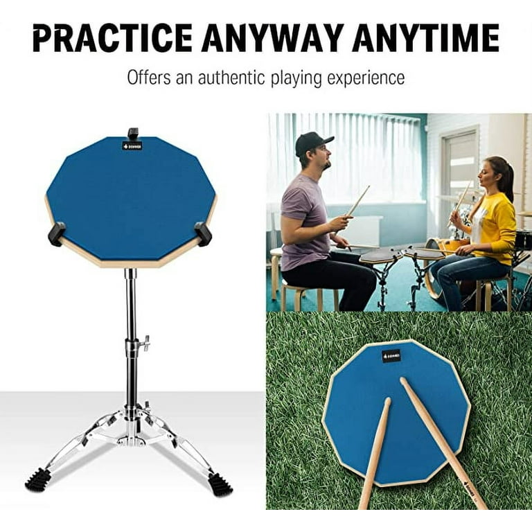 Donner Drum Practice Pad, 8 Inch Double Sided Silent Drum Pad With  Drumsticks, Blue 