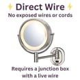 thumbnail image 3 of Jerdon 8-inch Diameter Lighted Makeup Mirror, 5X-1X Magnification, Nickel Finish, Direct Wire - Model HL165ND, 3 of 5