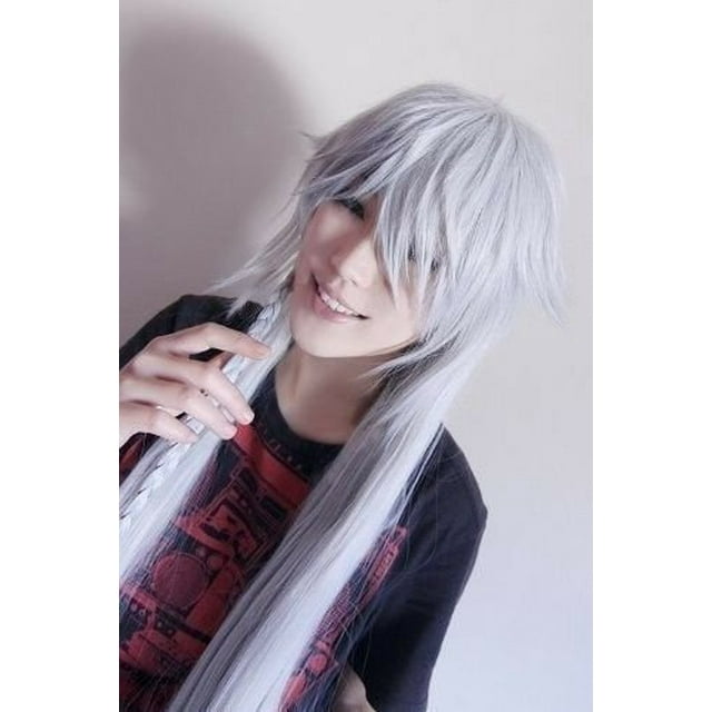 Mainlead For Cosplay Costume 40 Inch 100cm Silver White Wig With Styled Braid+Wig Cap