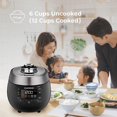 thumbnail image 2 of Cuckoo 6-Cup Twin Pressure Rice Cooker with Steam Tray, 14 Modes: White Rice, GABA Rice, Steam, Porridge, Scorched Rice & More, CRP-RT0609FB, Black, 2 of 9