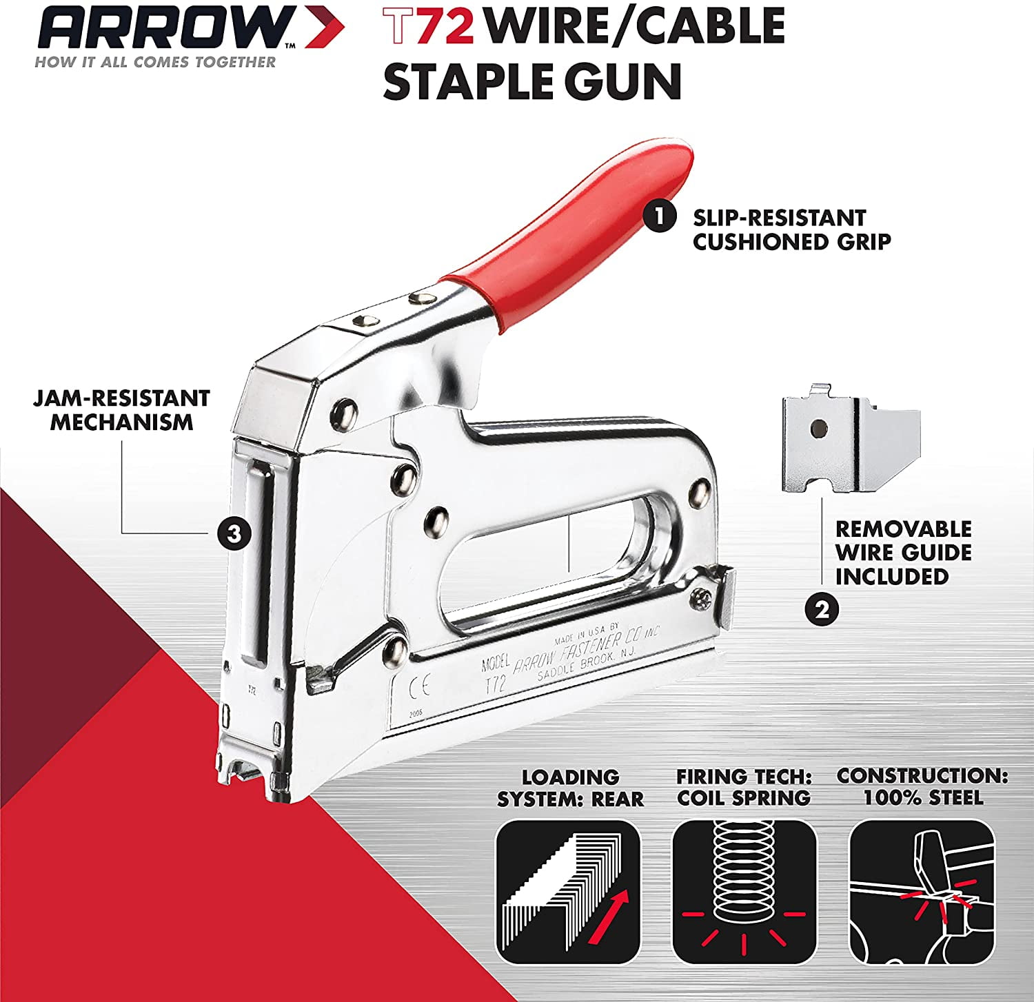 Arrow Fastener Heavy Duty 3/4 in. Wide Crown Wire Stapler Silver