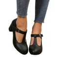 thumbnail image 4 of Wovix Women's T-Strap Pumps Plaid Mary Jane Pumps Low Block Heels Closed Dress Wedding Office Work Shoes, 4 of 9