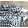 thumbnail image 4 of Chezmoi Collection Chad 4-Piece Plaid Cotton Sheet Set King, Blue Green Light Beige Plaid Printed 100% Cotton Bed Sheets, 4 of 9