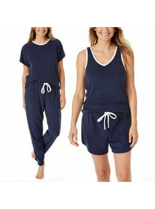 Lucky Brand Pajama Set Women's Size M 4 Piece Set T Tank Short Pant Blue  1457525 