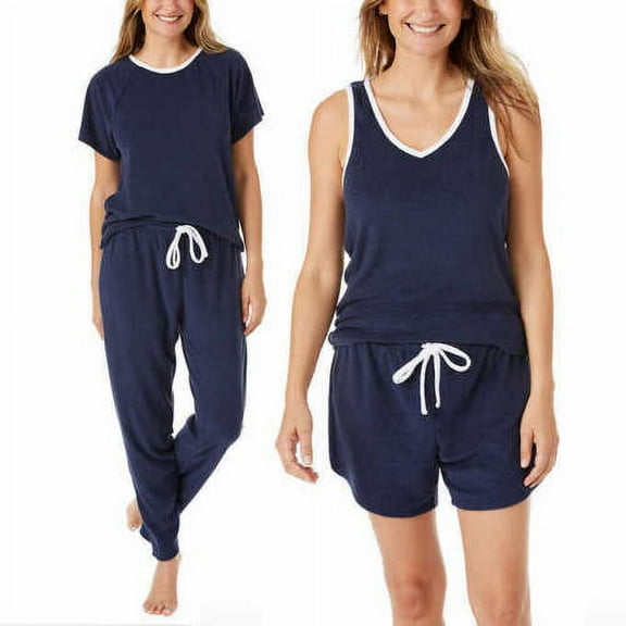 Lucky Brand Women's Terry Set 4-Piece Pajama (Blue Iris, Medium)