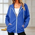 thumbnail image 6 of cocolona Hoodies for Women Solid Color Long Sleeve Fall Winter Drawstring Sweatshirts Loose Casual Zipper Jackets with Pockets, 6 of 7