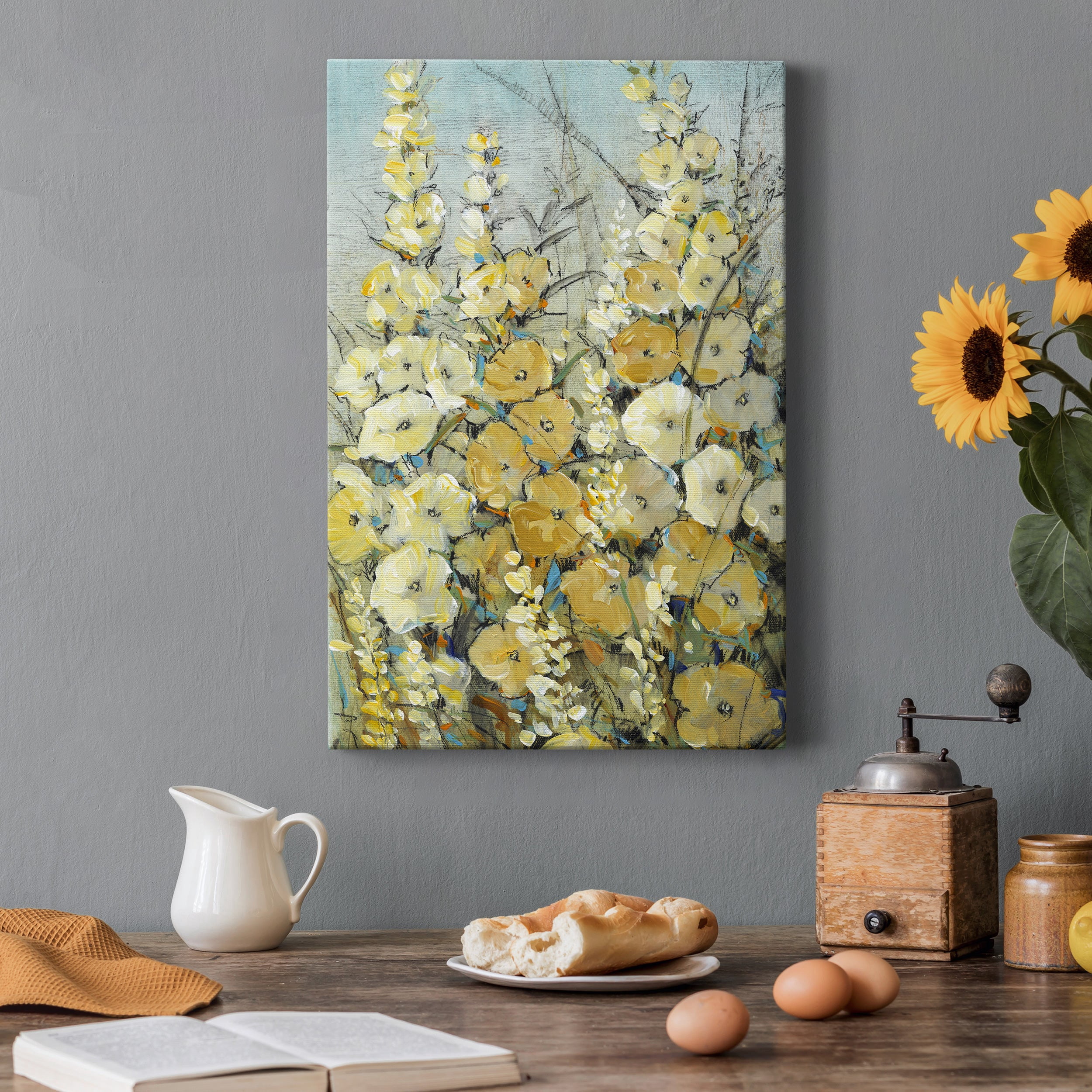 Cluster of Hollyhock II Premium Gallery Wrapped Canvas - Ready to Hang