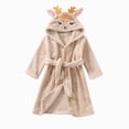 thumbnail image 4 of TOWED22 Toddler Robes Cute Pattern Bathrobe Unisex Kids Robe Baby Flannel Hoodie Pajamas Sleepwear(Khaki,3-4 Y), 4 of 9