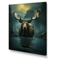 thumbnail image 2 of Designart "Coastal Wanderer Blue Moose wall art" Animals Canvas Art Print, 2 of 5