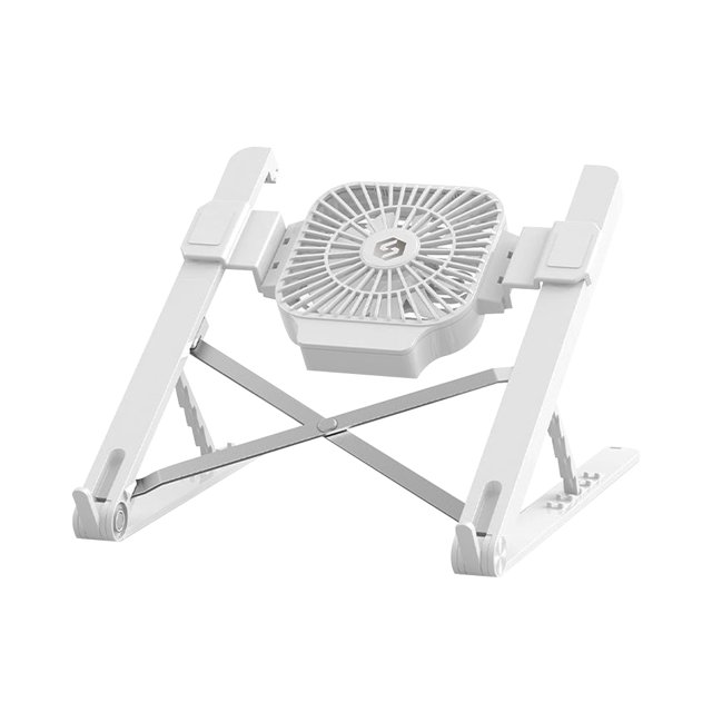 Homgeek Support pour Ordinateur Portable avec Ventilateur de Refroidissement, Support Pliant Portable pour Ordinateur Portable, Support de Refroidissement de Bureau à Hauteur Réglable à 5 Niveaux, Blanc