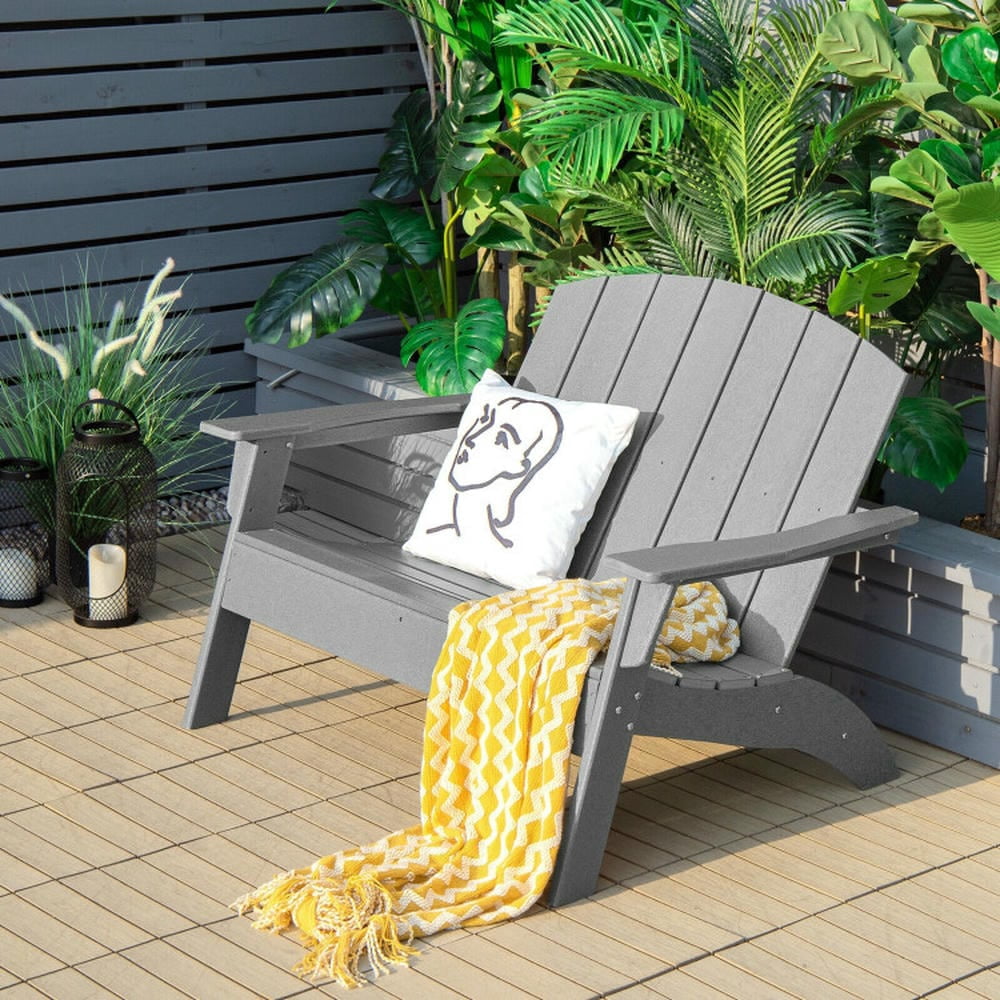 Aimee Lii HDPE Patio Adirondack Chair for Porch Garden Backyard, Outdoor Patio Furniture for Porch Balcony, Sturdy-Gray