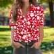 thumbnail image 2 of Camiseta de manga corta impresa con botones para abajo con bolsillo, top casual suave para el uso diario de primavera y verano, 2 of 7