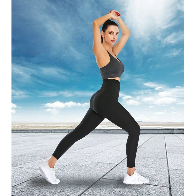 SHAPEVIVA Thermo Sweat Sauna Pants for Women Workout Polymer Sweatsuit High  Waist Trainer Shaper Leggings Compression Thighs