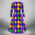 thumbnail image 3 of Jjayotai 2025 Mardi Gras Midi Dress for Women, Blue Glitter Print Outfits, Oversized Carnival Mardi Gras Rhombus Dresses, Long Sleeve V Neck Costumes Multicolor XXL, 3 of 4