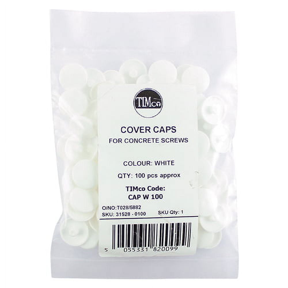 Timco - Concrete Screw Cover Caps - White (Size WHITE - 100 Pieces)