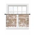 thumbnail image 7 of Brown Coastal Sheer Curtains 54 Inch Length 2 Panels Set, Summer Ocean Waves Ombre Sea Starfish Voile Window Treatment Rod Pocket Short Kitchen Curtains Drapes for Bedroom 52"x54"x2, 7 of 7
