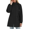 thumbnail image 6 of FAIWAD Womens Waterproof Raincoat Lightweight Drawstring Hooded Windbreaker with Pockets Casual Outdoor Sport Outwear, 6 of 9