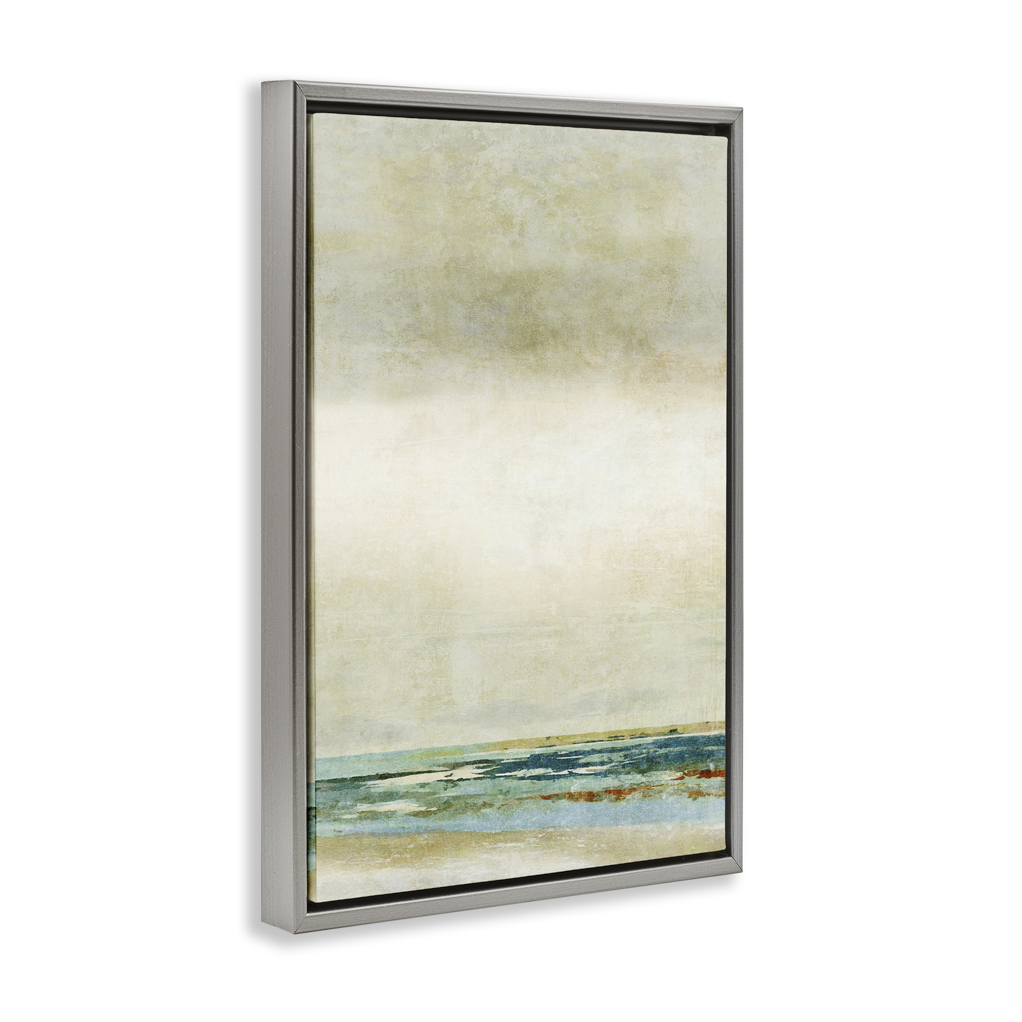 Stupell Industries Neutral Beige Beach Abstraction Abstract Painting Gray Floater Framed Canvas Art Print Wall Art, 21 x 31