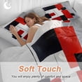 thumbnail image 4 of Red And Black Square Duvet Cover Set King Size, Geometric Classic 4 Piece Soft Microfiber Bedding Set with 1 Duvet Cover, 1 Flat Sheet, 2 Pillowcases, 4 of 9