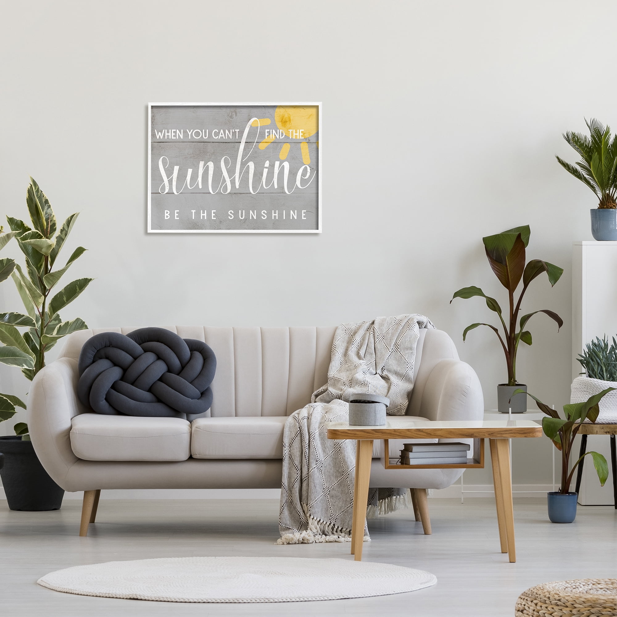 Stupell Industries Be the Sunshine Positivity Phrase Charming Sign Graphic Art Framed Art Print Wall Art, 30x24, By Daphne Polselli
