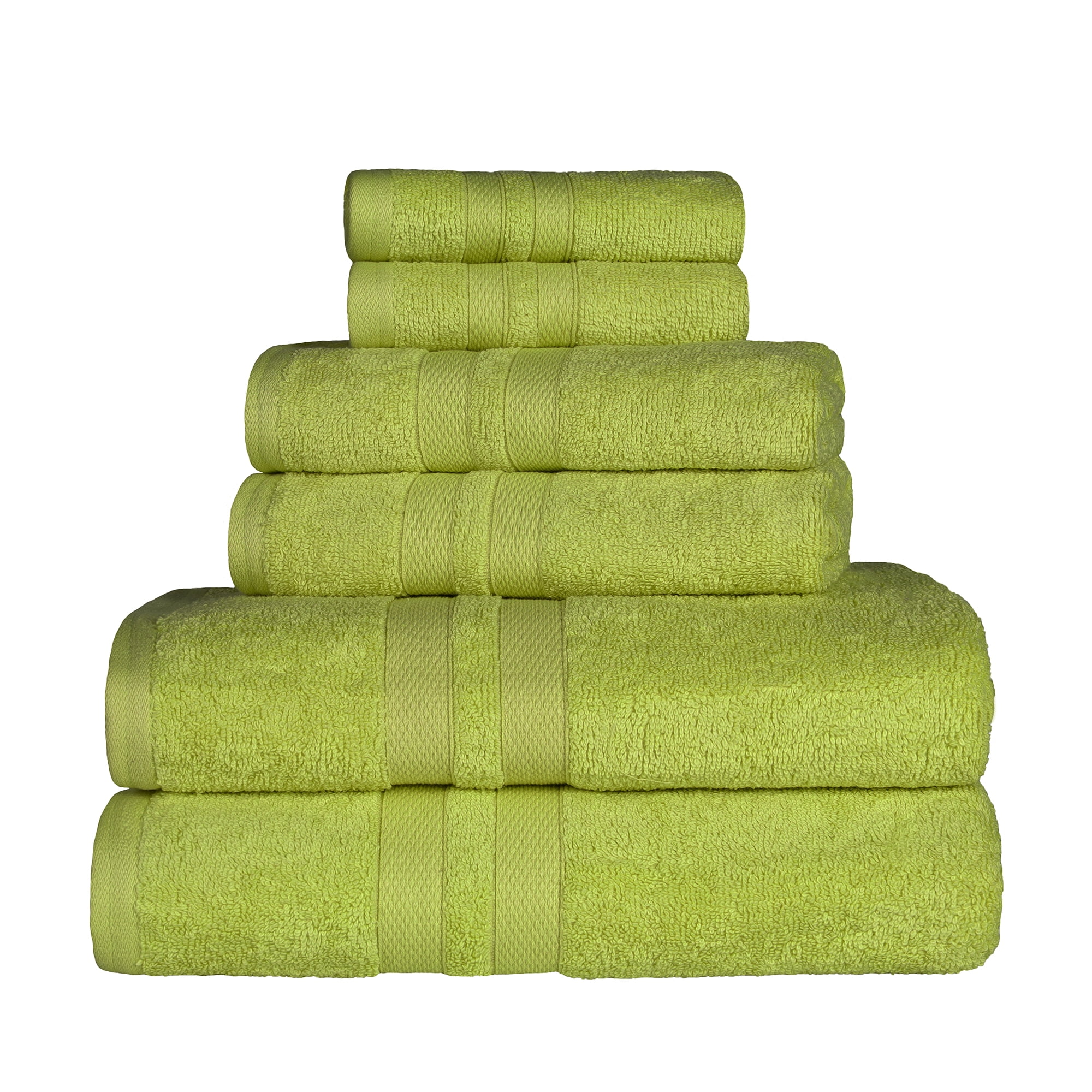 Superior Ultra Soft Cotton Solid 6-Piece Towel Sets, Celery