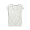 thumbnail image 3 of Women's Casual Solid Color V Neck Sleeveless Tank Top Lightweight Soft Comfy Blouse for Daily Work Summer Outfits | CSEONE,White L, 3 of 6