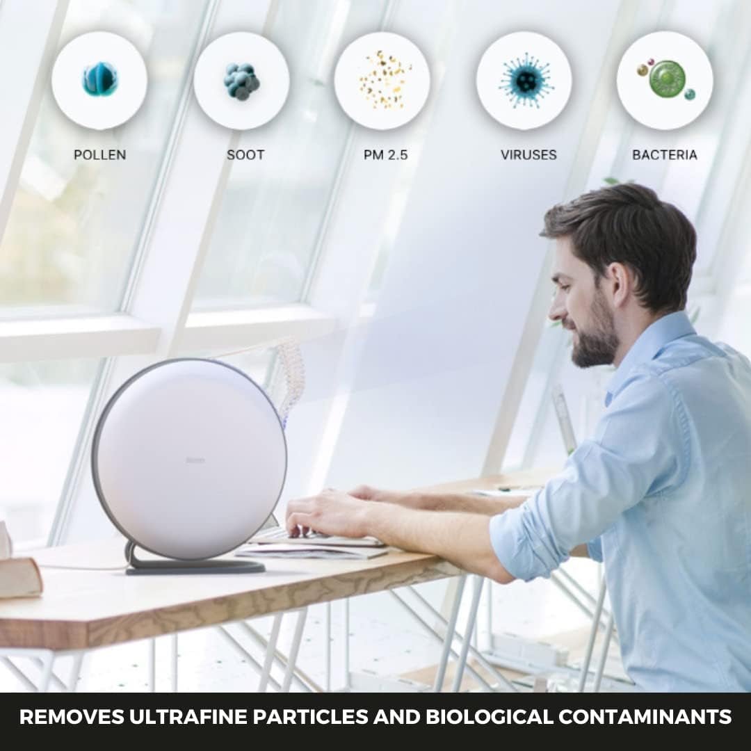 IQAir Atem Desk Personal HyperHEPA Air Purifier - Filters 99% of allergens, asthma triggers, airborne pollutants, odors and gasses - Perfect for offices or other small rooms (White)