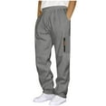 thumbnail image 2 of Zedker Mens Sweatpants with Multi Pockets Casual Straight-Leg Elastic Waist Drawstring Thermal Pants for Fall and Winter,Dark Gray,L, 2 of 6