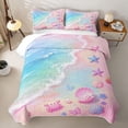 thumbnail image 2 of Manfei Blue Ocean Waves Twin Quilt Set,Pink Sand Twin Coverlet Set,2pcs, 2 of 7