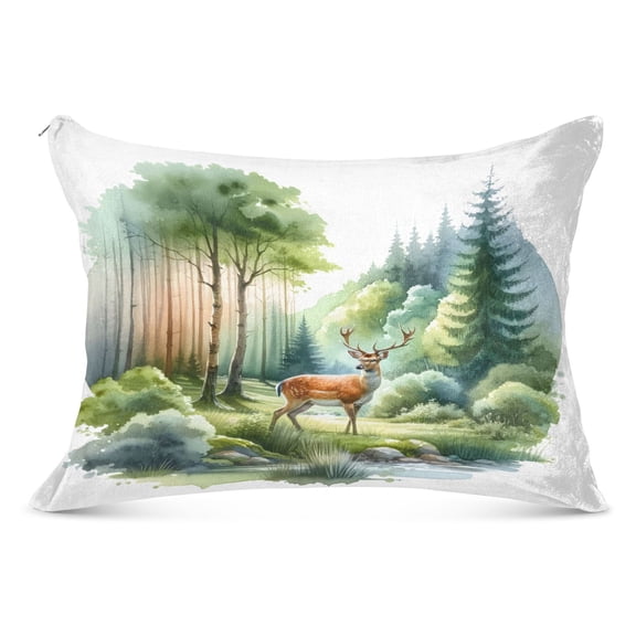 Beautiful Deer in Forest Plush Pillow Cases Standard Size Ultra Soft Warm Pillowcases with Zipper 20"x26"