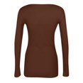 thumbnail image 4 of BRDFRL Long Sleeve Shirts for Women Scoop Neck Plain Tshirts Ribbed Knit Slim Fit Plus Size Tops Sexy Tunic Y2K Clothes Brown XL, 4 of 4