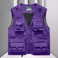thumbnail image 2 of Men's Sleeveless Vest Multi Pocket Quick Dry Nylon V-Neck Workwear Photography Mountaineering Journalist Outdoor Casual Utility Fishing Hiking Travel | Zenithor,Purple 5XL, 2 of 9