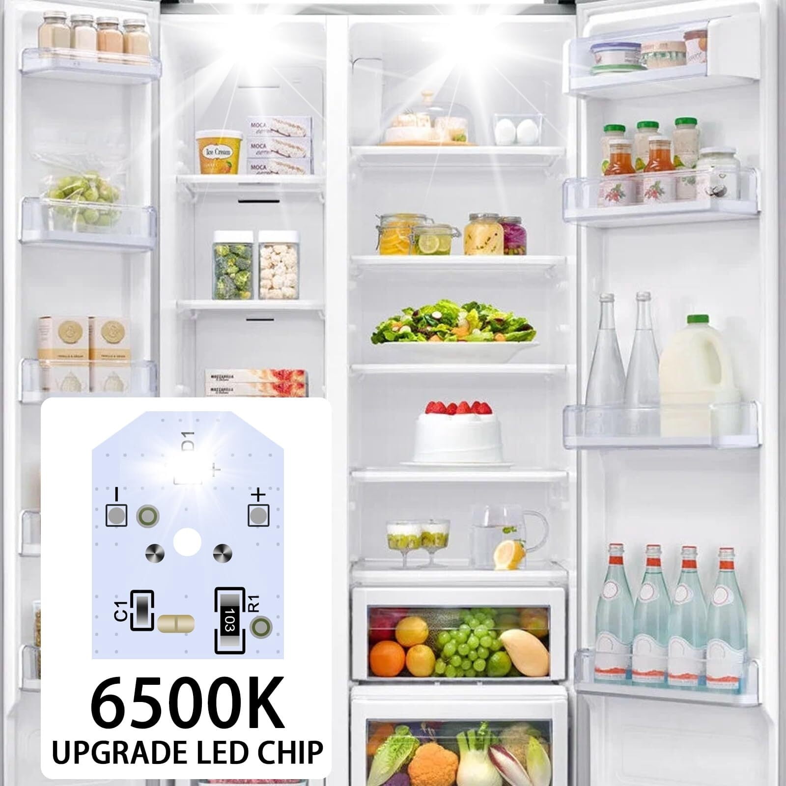 New Upgraded WR55X11132 WR55X25754 GE Refrigerator LED Light Bulb Replace WR55X30602 WR55X26486 PS4704284 3033142 EAP12172918 AP6261806(8 Pack)