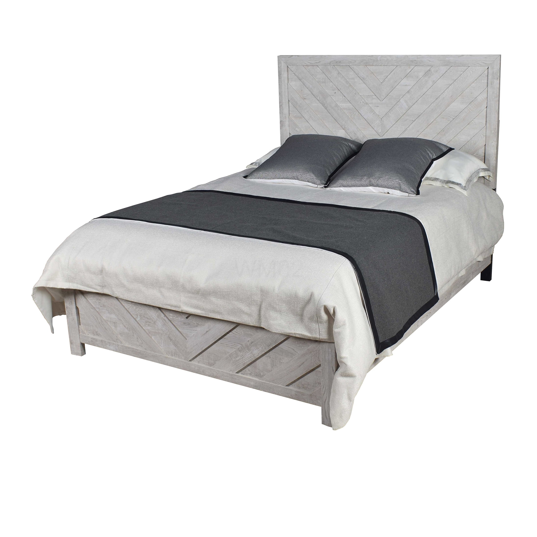 Queen Size Platform Bed Frame with Upholstered Headboard, Modern Low Profile Wood Bed, No Box Spring Needed, Strong Support, Bedroom Furniture
