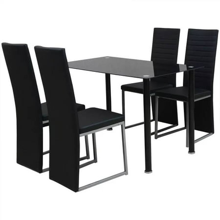 2019 New 5pcs Modern Design Dining Furniture Set 1 Table 4 Chairs Tempered Glass Lunch Table Backrest Coffee