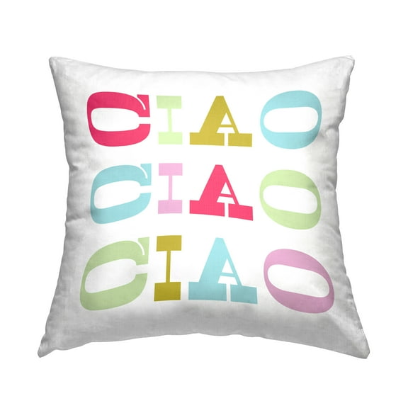 Stupell Industries Ciao Typography Pattern Decorative Printed Throw Pillow Design by Lil' Rue