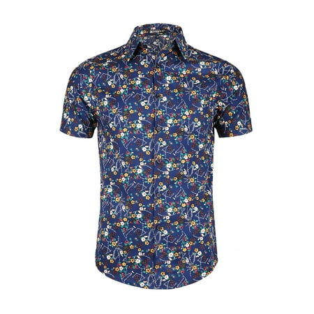 button hawaiian navy shirt sleeve floral short down dialog displays option additional opens zoom