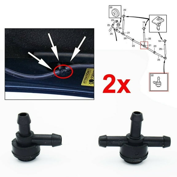 Coconut Ok 2 Pcs Car Wiper Spray Pipe Joint Windscreen Washer Valve Black 9178897 31391513 for Volvo C30 C70 S40 S60 S80 V50 V70 Xc60