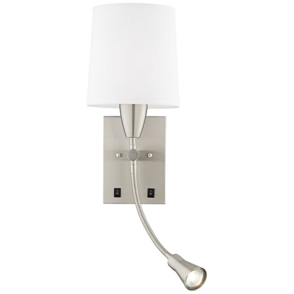 360 Lighting Aoife 17" High Brushed Nickel Wall Sconce with Reading Light