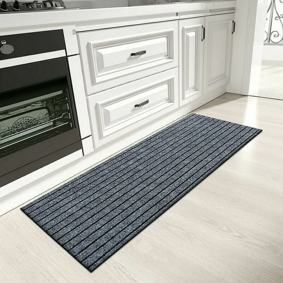 Indoor Outdoor Runner Rug, Customizable Sizes, Non-Slip Area Rug With Groove Design, Easy Clean And Waterproof Runner For High Traffic Areas, 50 X 150 Cm, Gray