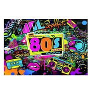 LUUFILx Back to 80's Backdrop Graffiti Hip Pop Party Disco Music Photo Background Banner