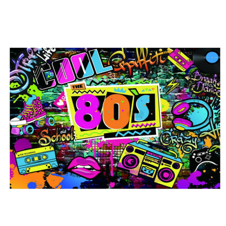 LUUFILx Back to 80's Backdrop Graffiti Hip Pop Party Disco Music Photo Background Banner