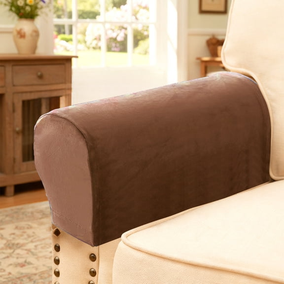 2 Pack Elastic Sofa Armrest Covers Thickened Polyester Stain Resistant Slip On Design for Furniture Protection Machine Washable